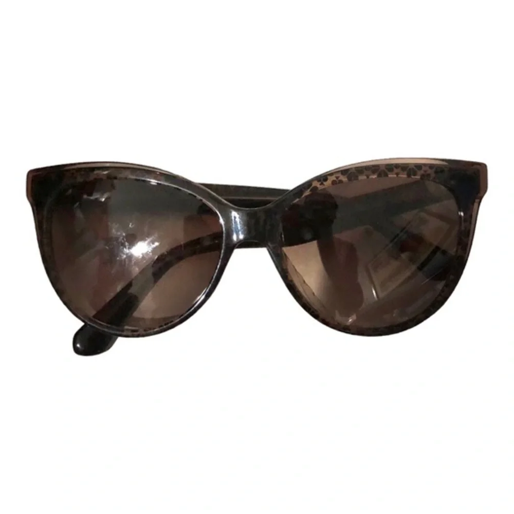 Kate Spade hello sunshine dark brown embedded logo gold emblem sunglasses‎ new